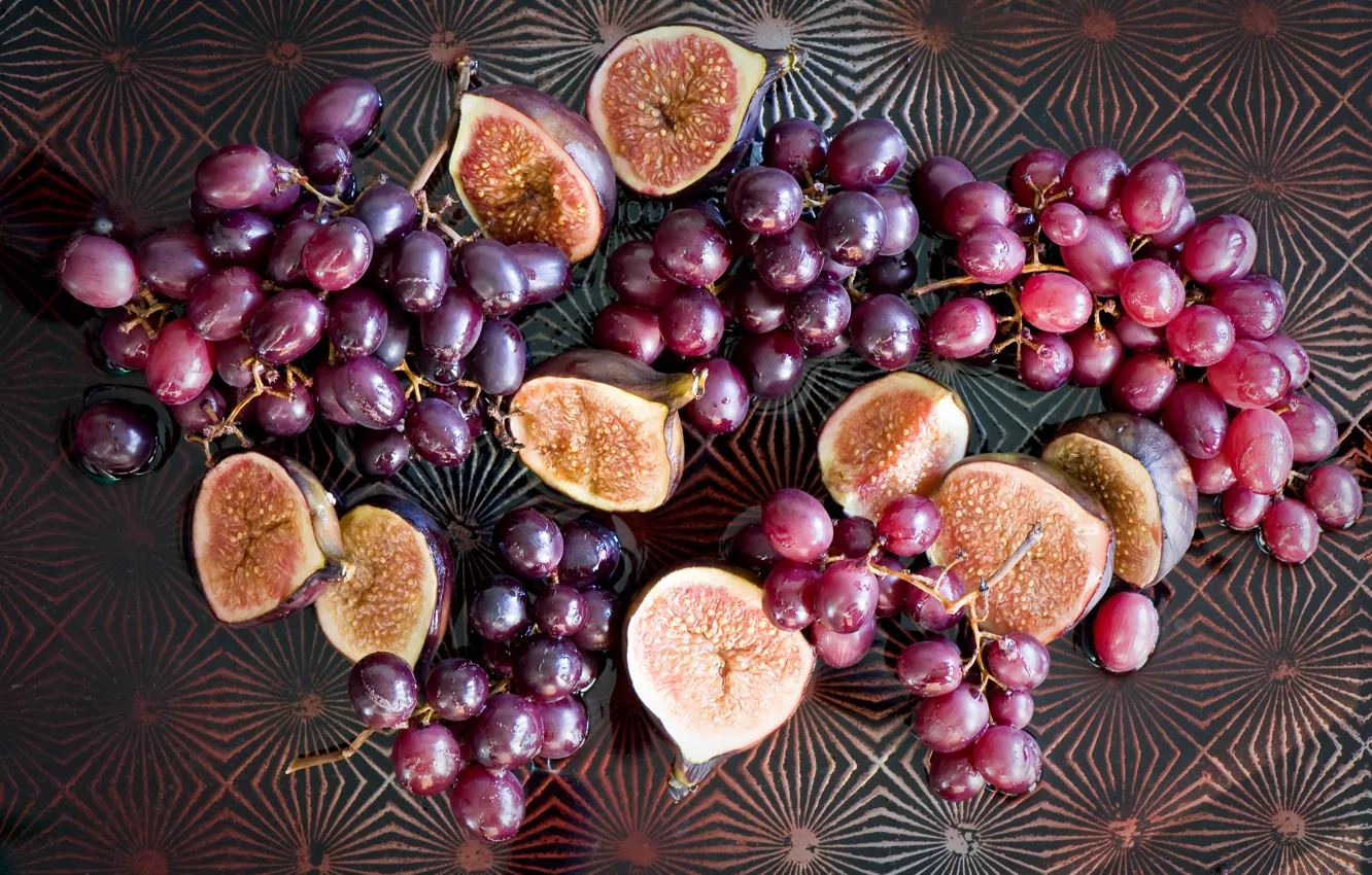 Фото обои ягоды, виноград, фрукты, инжир