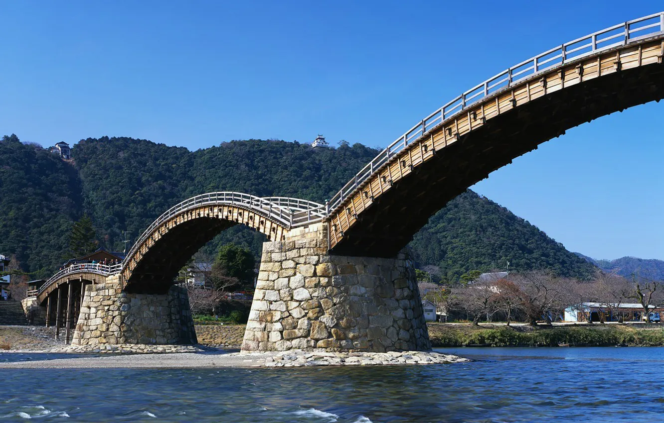Фото обои Мост, Река, Япония