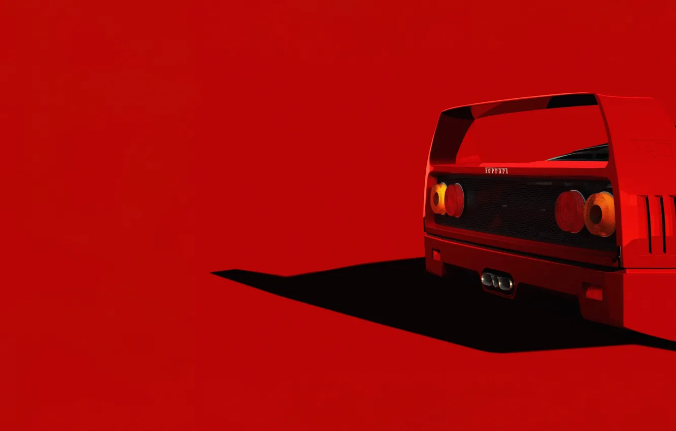 Фото обои Красный, Авто, Машина, Ferrari, Render, Рендеринг, Supercar, F-40