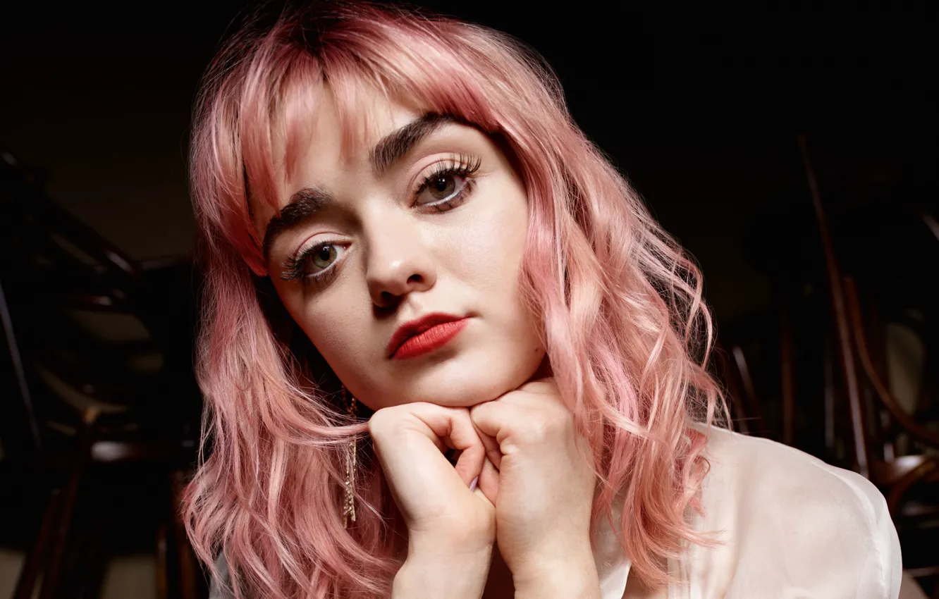 Фото обои волосы, актриса, розовые волосы, Maisie Williams, Мэйси Уильямс