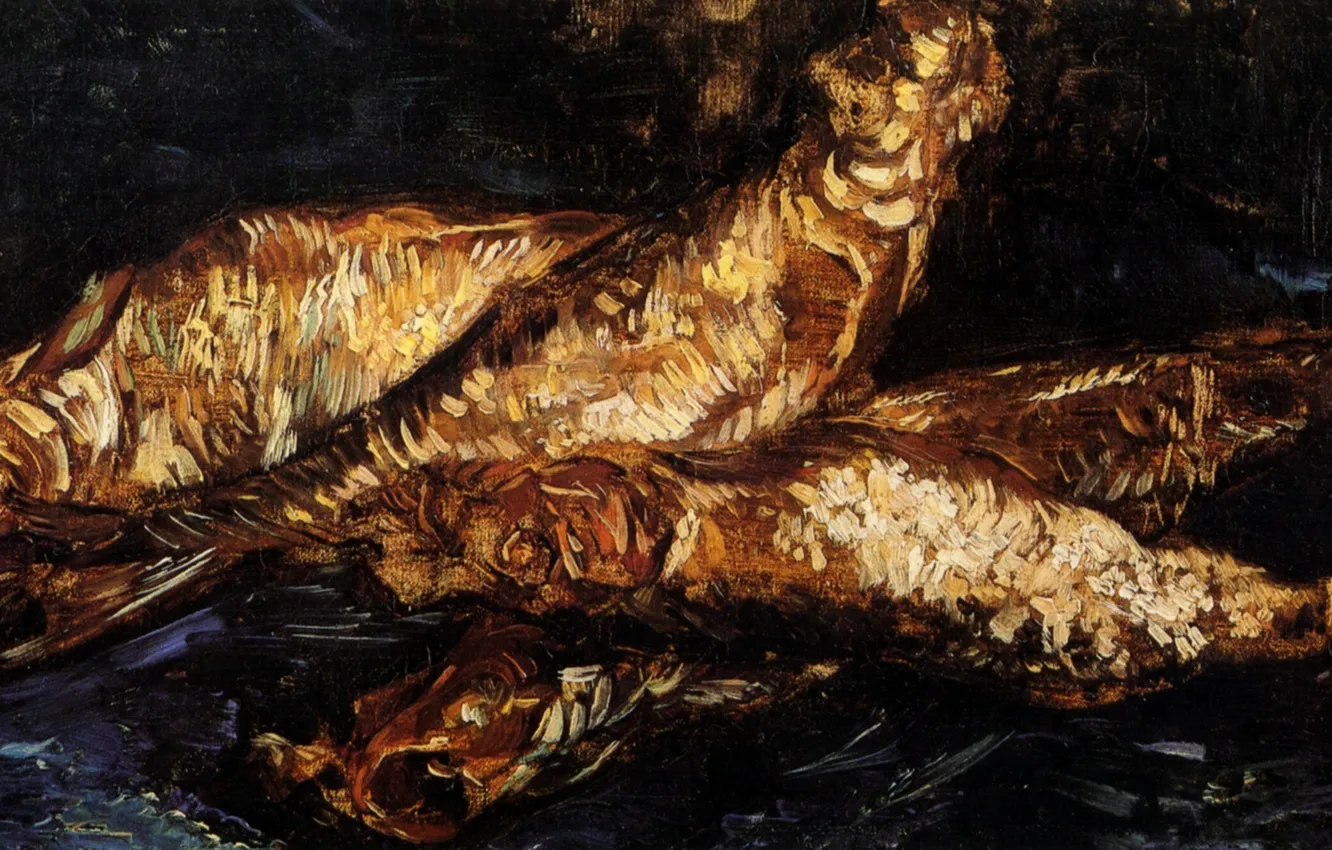 Фото обои Vincent van Gogh, Still Life, копченая рыба, with Bloaters