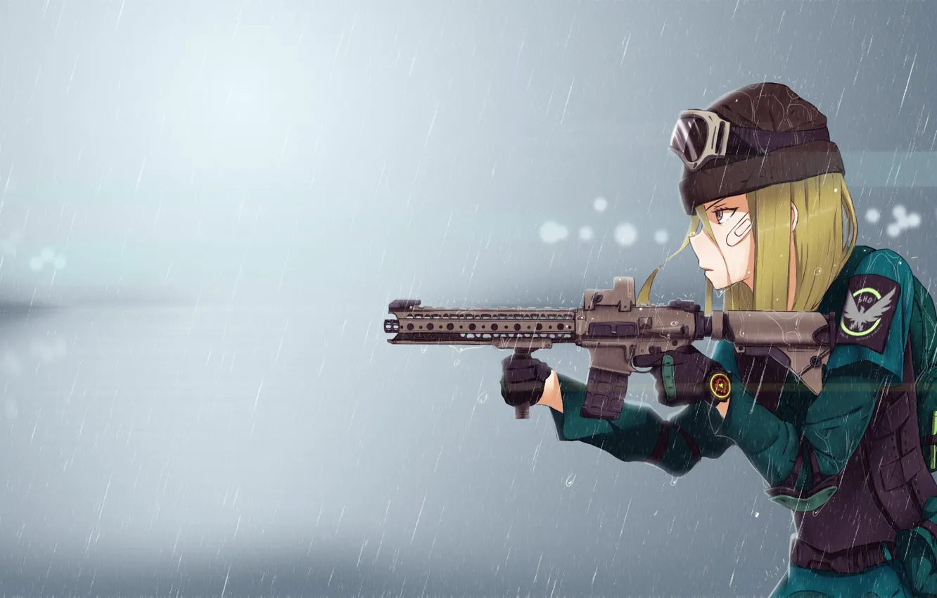Фото обои girl, gun, game, military, weapon, anime, rifle, Tom Clancy's