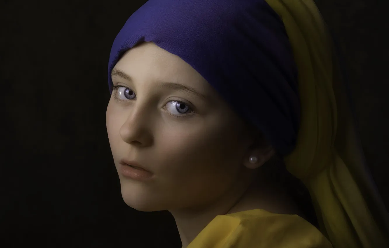 Фото обои portrait, Eddie Leach, tribute girl with a pearl earring