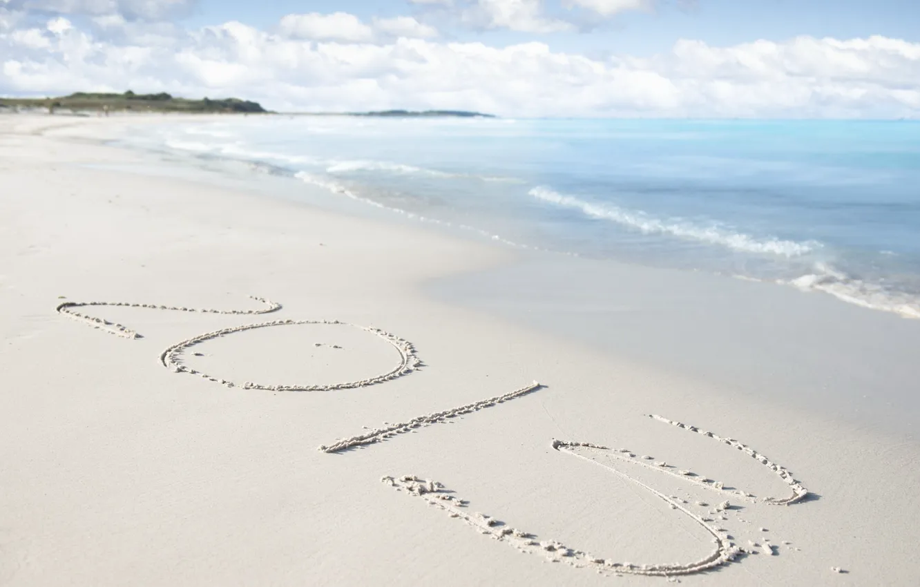 Фото обои Песок, Море, Новый год, 2013