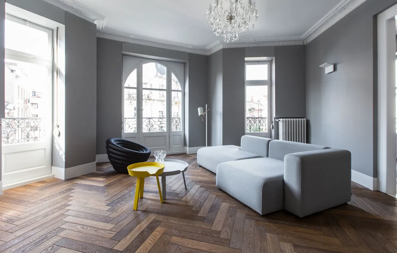 Фото обои дизайн, Франция, интерьер, кресло, софа, гостиная, apartment in Strasbourg, Strauss Apartment