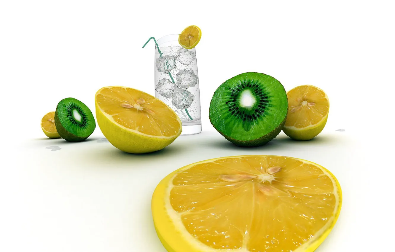 Фото обои вода, лимон, пища