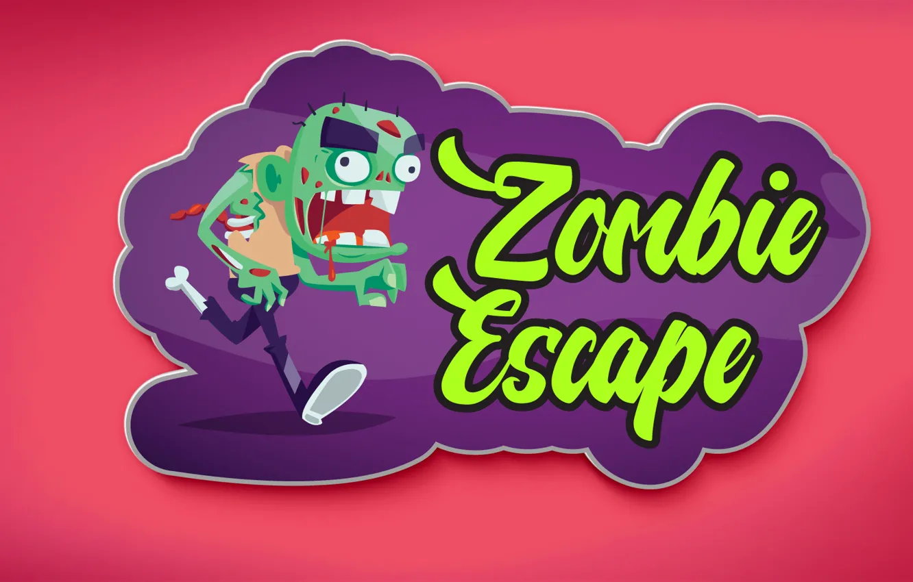 Фото обои рисунок, зомби, zombie, escape, наклейка, sticker, csgo, pink background
