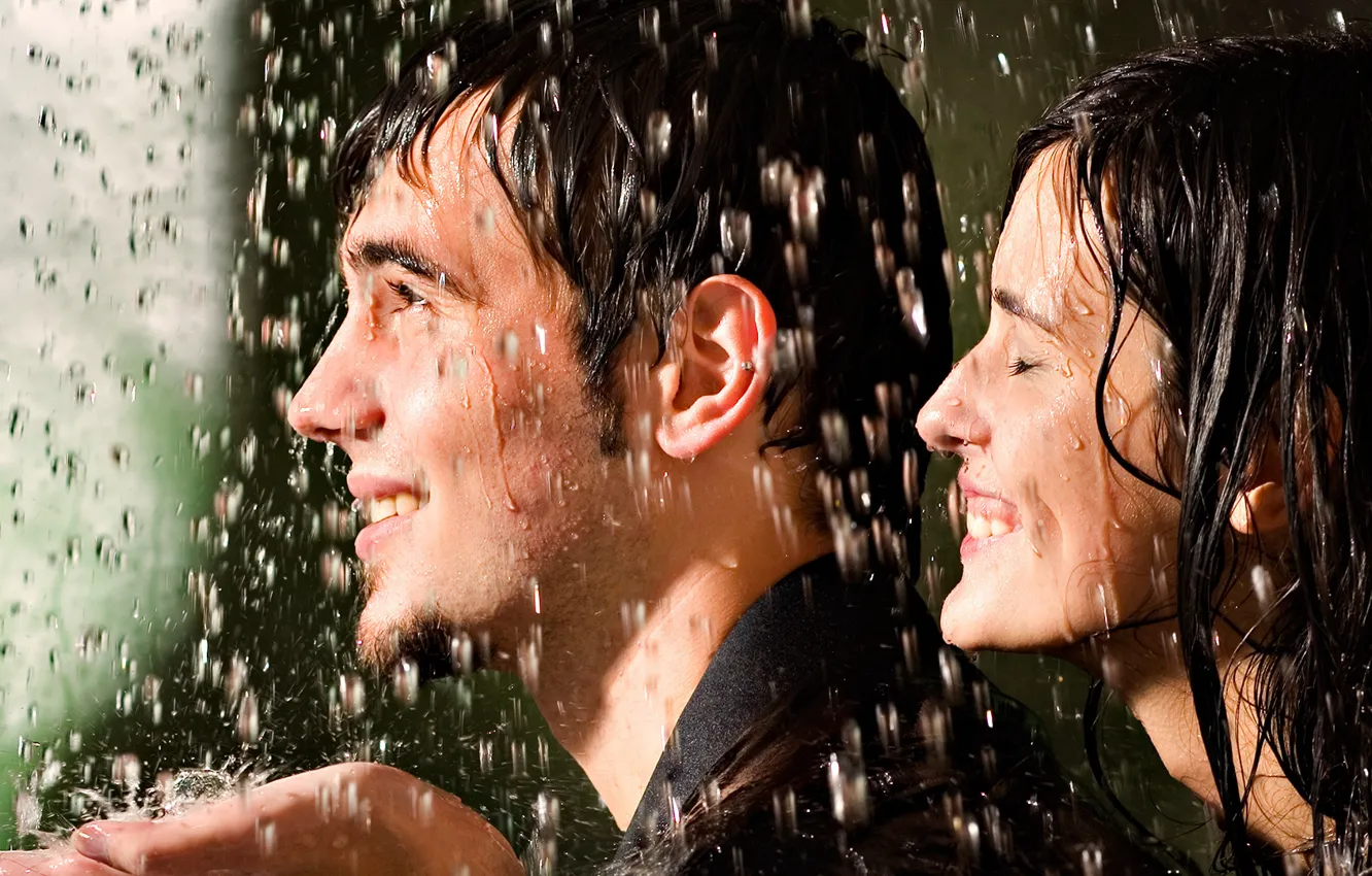Фото обои лицо, эмоции, люди, дождь