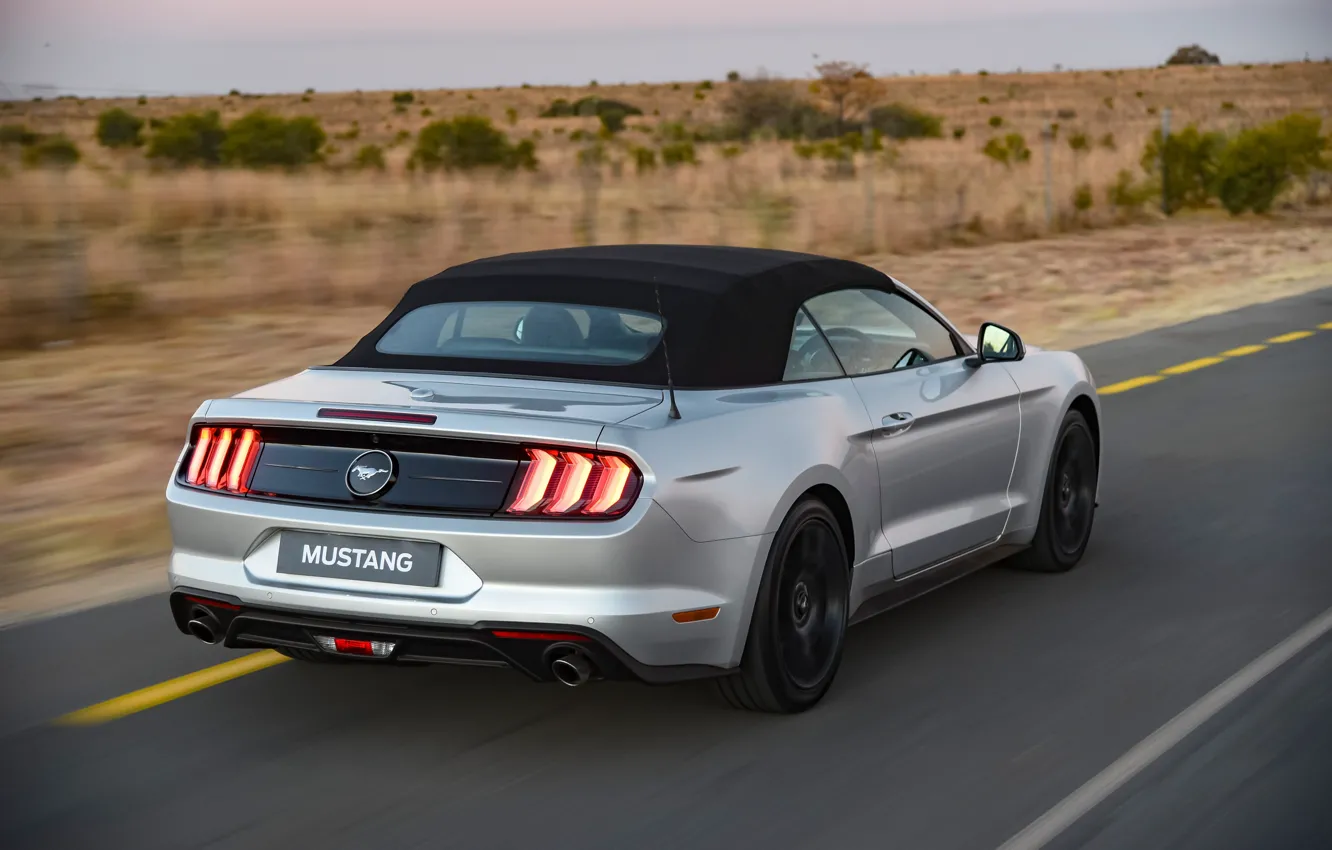 Фото обои Mustang, Ford, road, speed, Ford Mustang EcoBoost Convertible