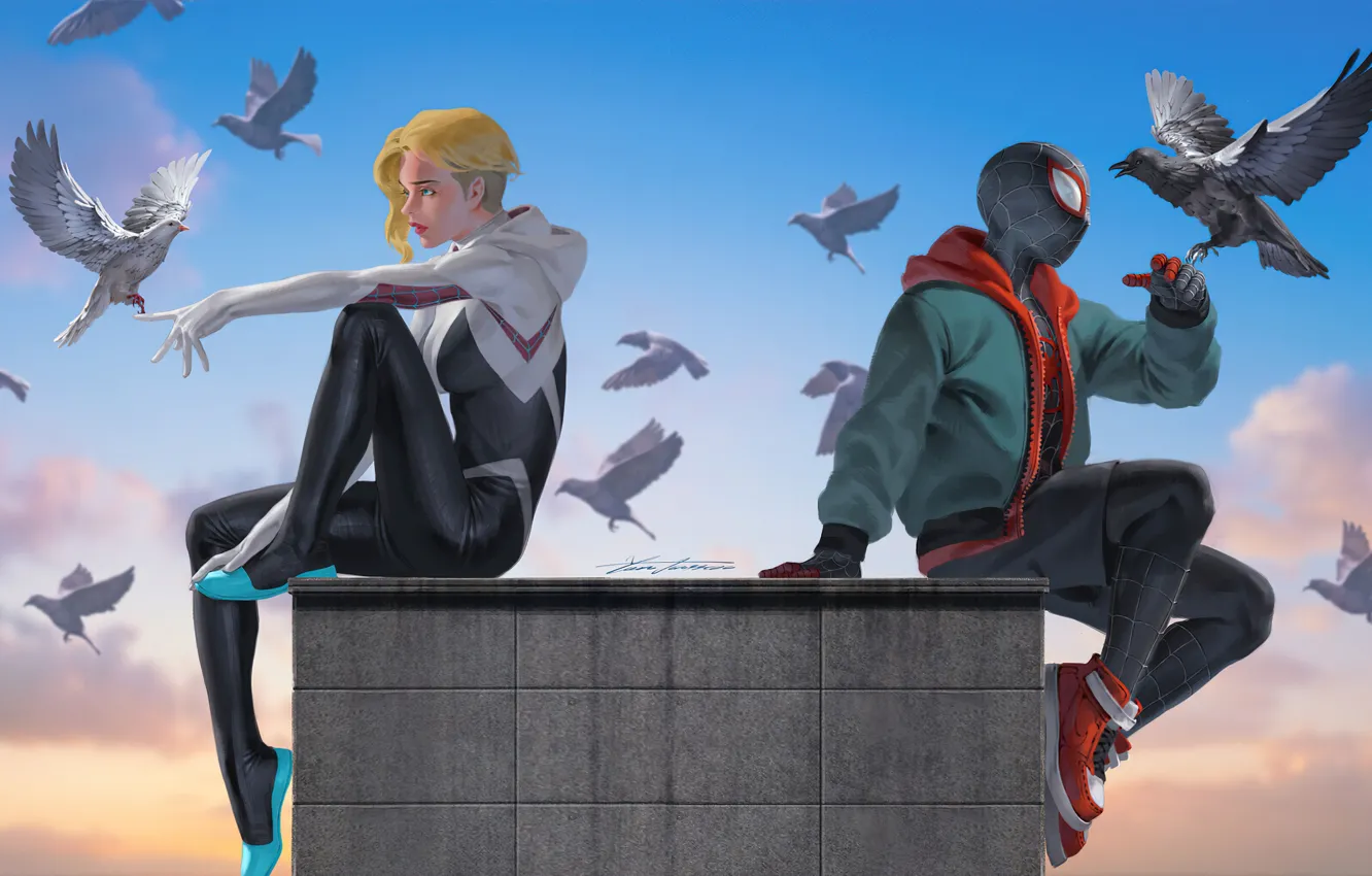 Фото обои Marvel, Spider Man, Gwen Stacy, Spider Gwen, Comic Art