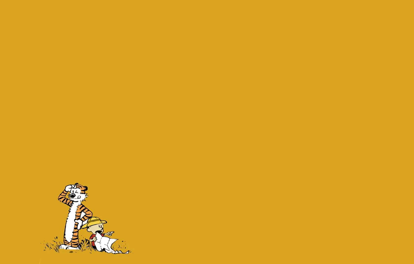 Фото обои тигр, ребенок, мальчик, комикс, Calvin and Hobbes, Кельвин и Хоббс, Кельвин, Хоббс