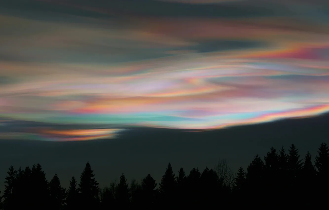 Фото обои Облака, Зима, Ночь, Лес, Clouds, Winter, Night, Forest