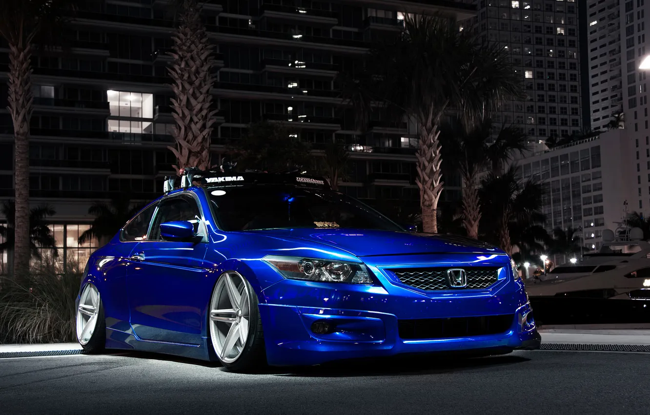 Фото обои Авто, Ночь, Тюнинг, Машины, Honda, Accord, Подвеска