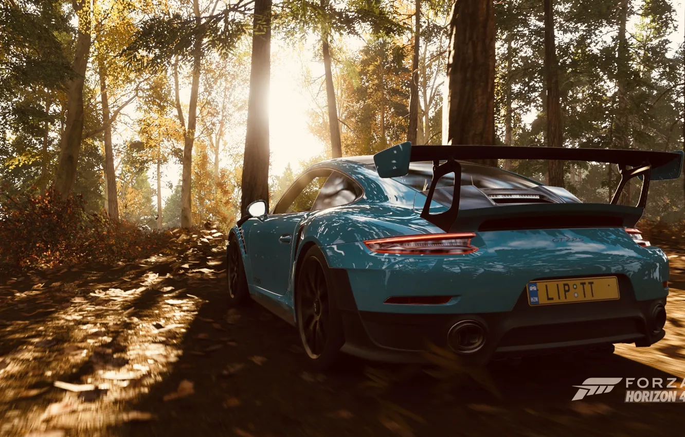 Фото обои HDR, 911, Porsche, Wood, Blue, Game, GT2 RS, GT2RS