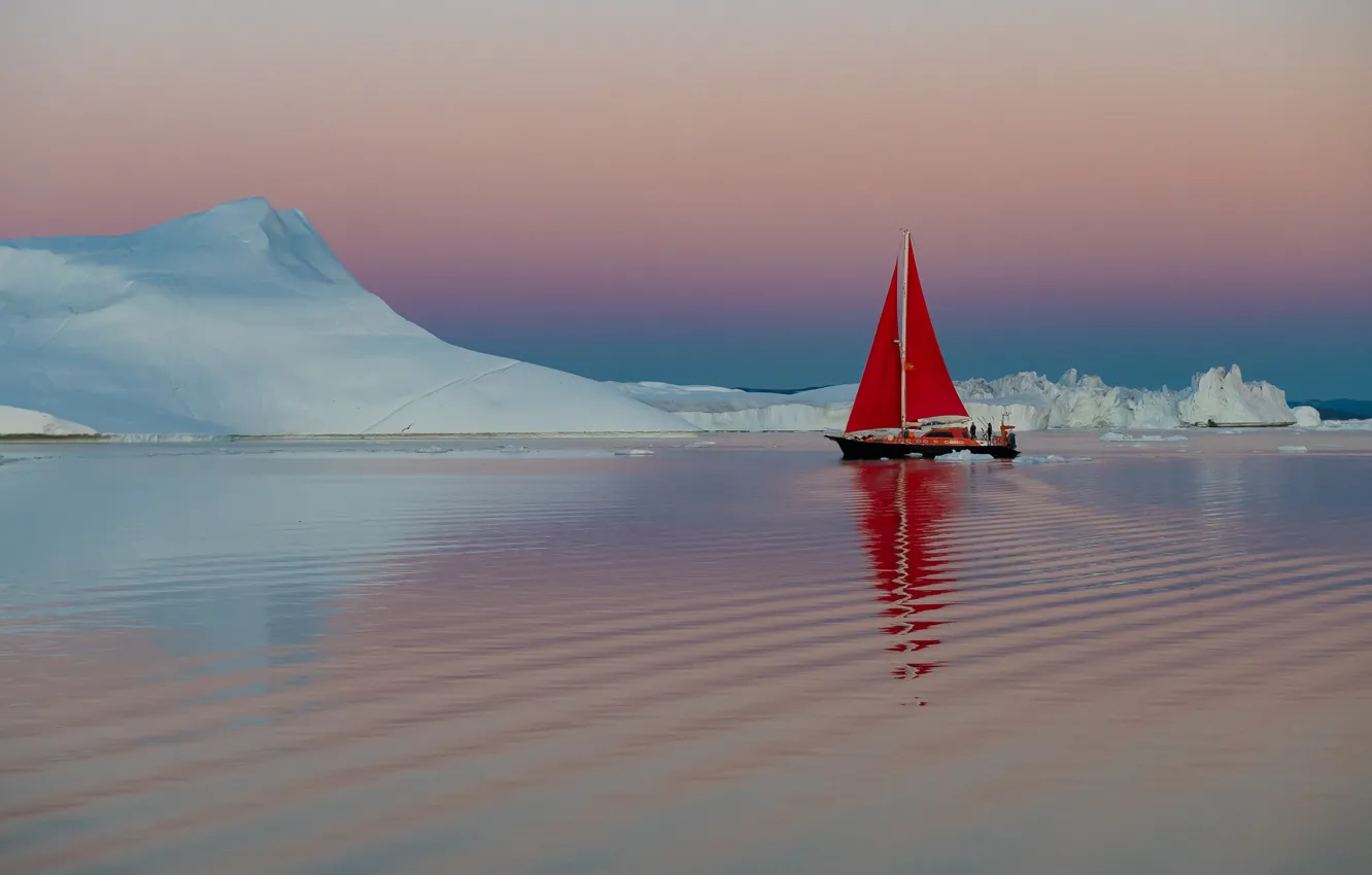 Фото обои вода, лодка, корабль, яхта, льды