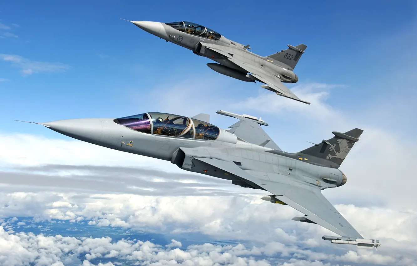 Фото обои истребитель, Saab, Gripen, JAS 39