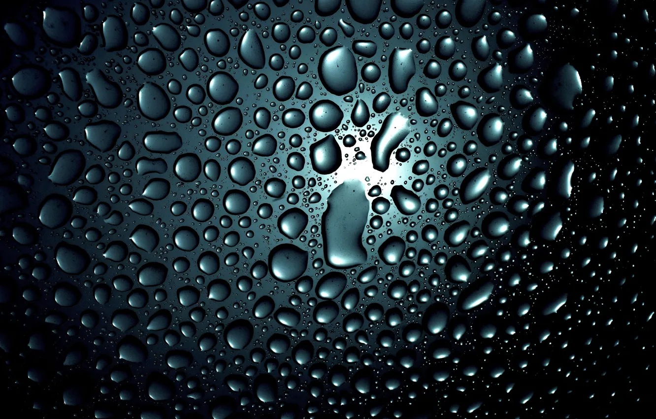 Фото обои стекло, вода, капли, свет, темный фон, текстура, капли воды