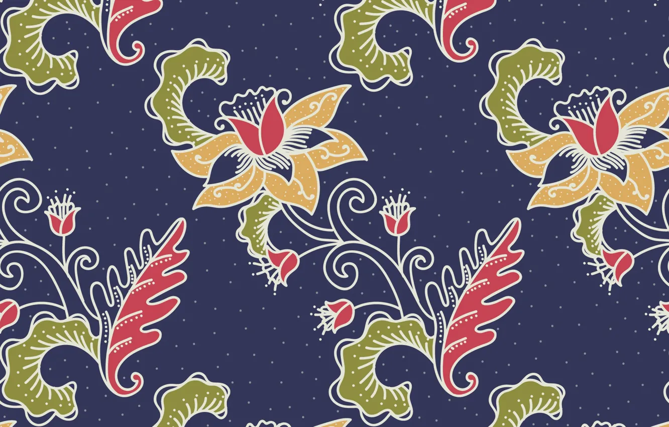 Фото обои цветы, текстура, flower, синий фон, background, ornament, Batik
