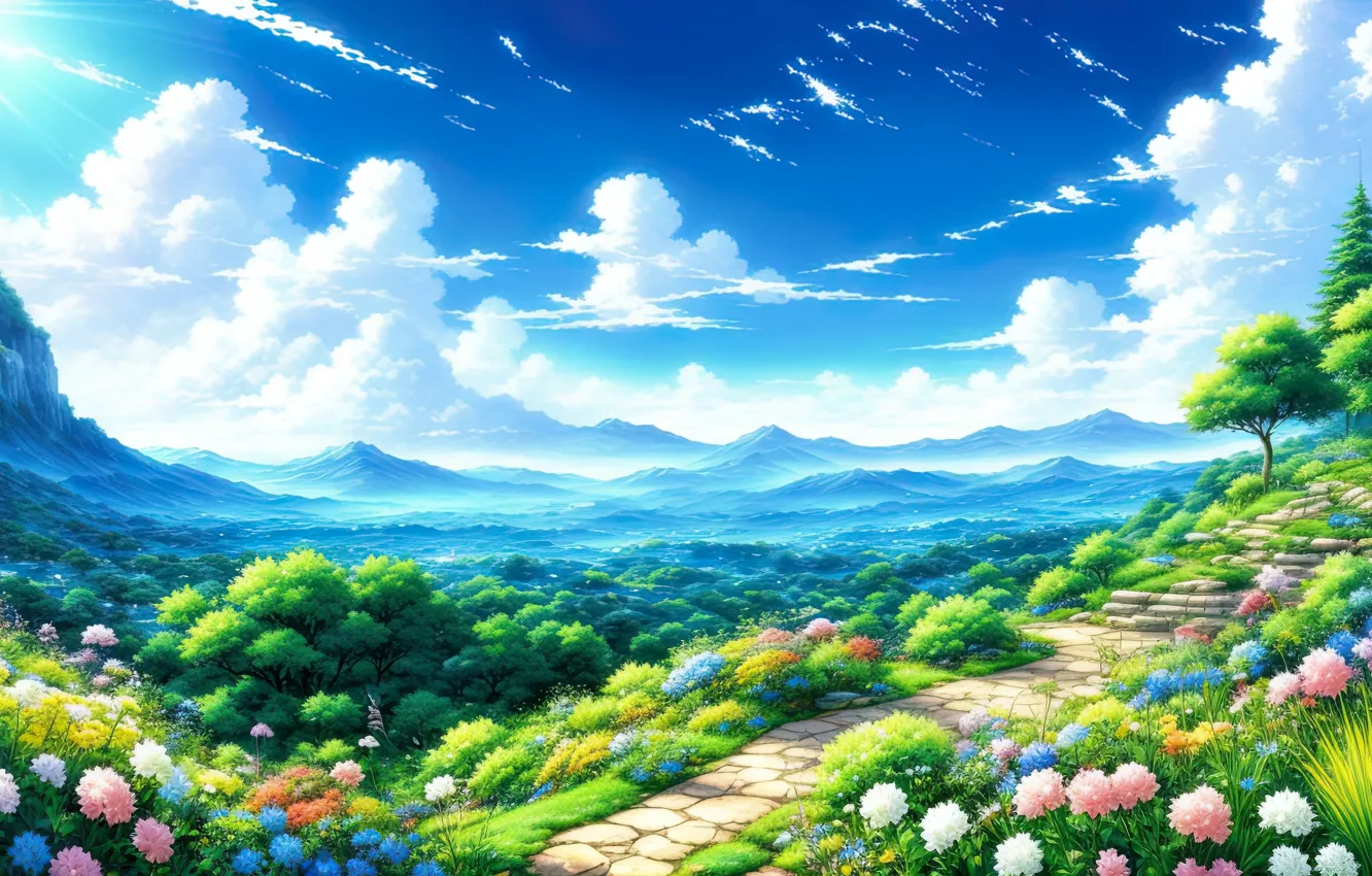 Фото обои fantasy, anime, art, dreamland, Stable Diffusion, neuronet, Ai art