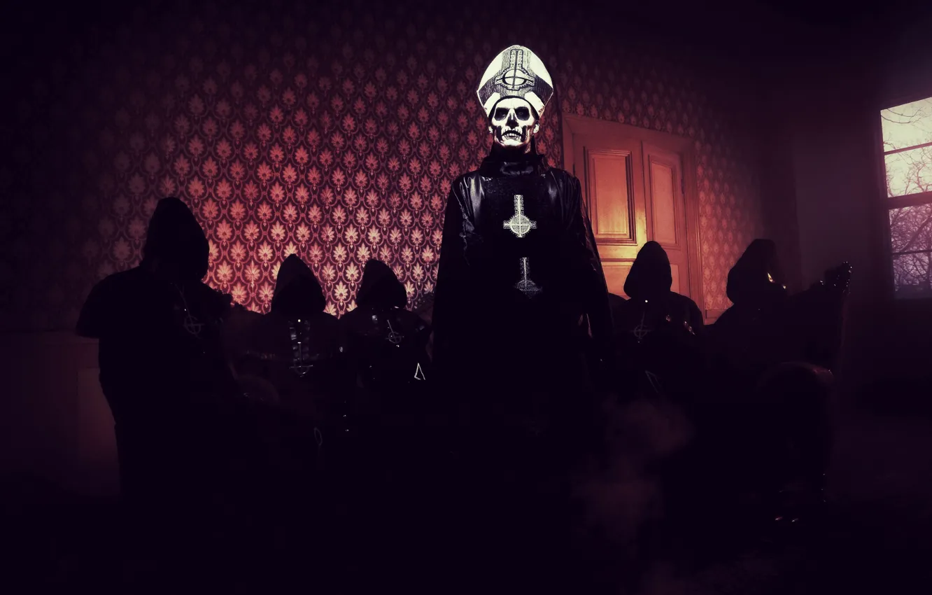 Фото обои music, light, Ghost, band, room, nameless ghouls, papa Emeritus II, Swedish