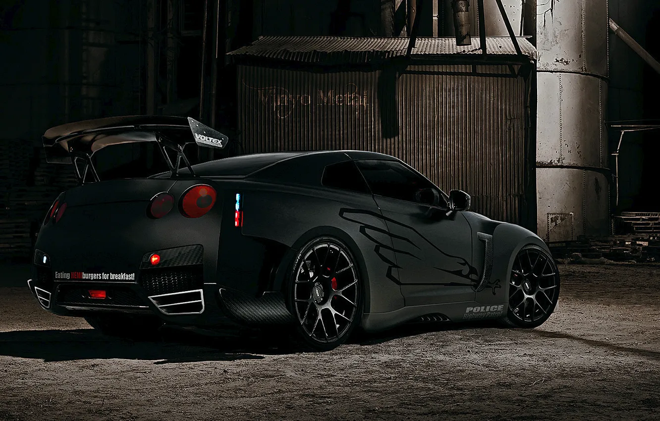 Фото обои wallpaper, black, GTR nissan