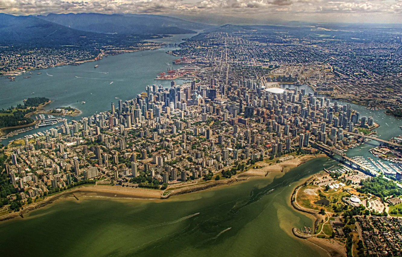 Фото обои здания, Канада, сверху, Ванкувер