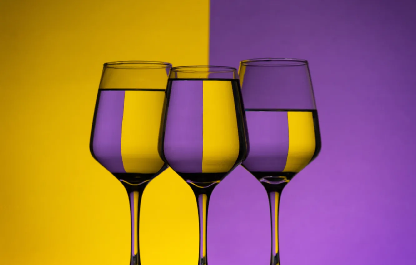Фото обои фиолетовый, стиль, жёлтый, бокалы