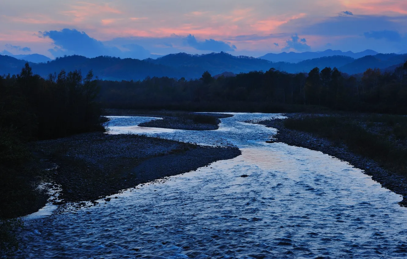 Фото обои река, япония, japan, satsunaigawa river