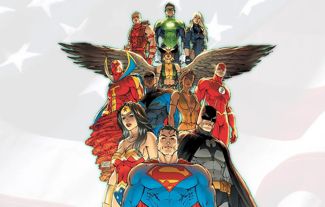 Фото обои fantasy, Wonder Woman, Batman, background, Green Lantern, Superman, comic, DC Comics