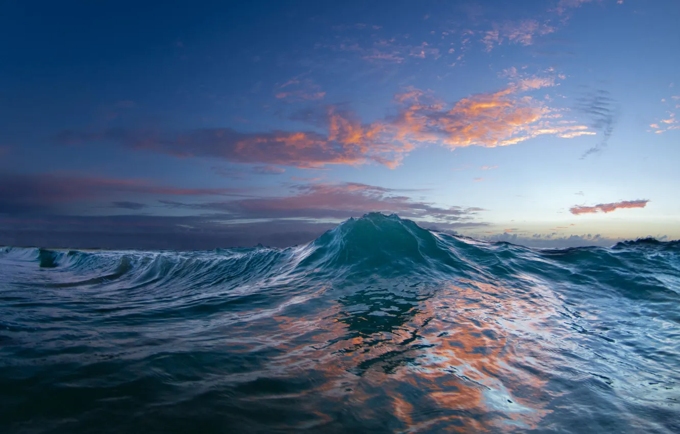 Фото обои вода, закат, природа, океан, волна