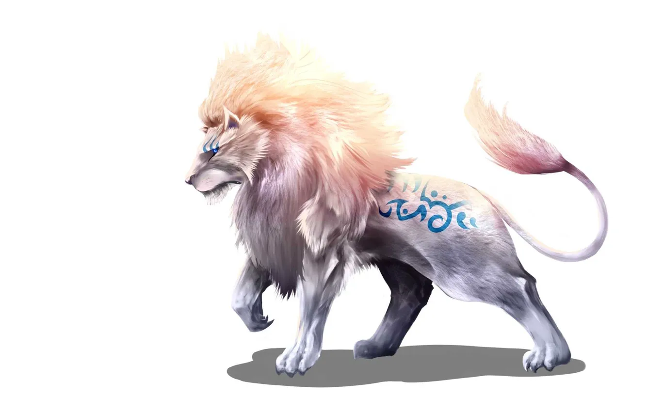 Фото обои лев, аниме, арт