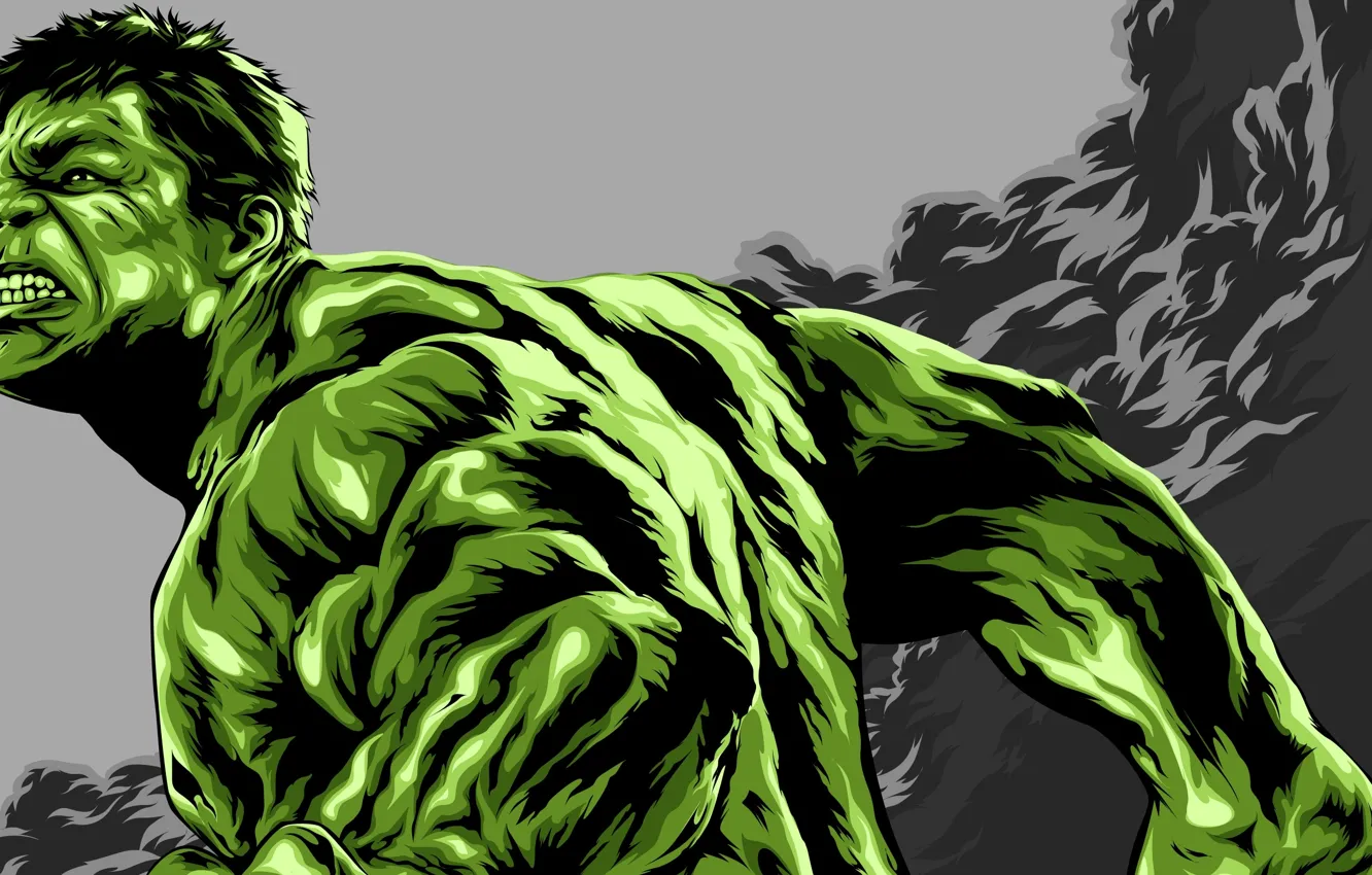Фото обои зеленый, Халк, Hulk, MARVEL