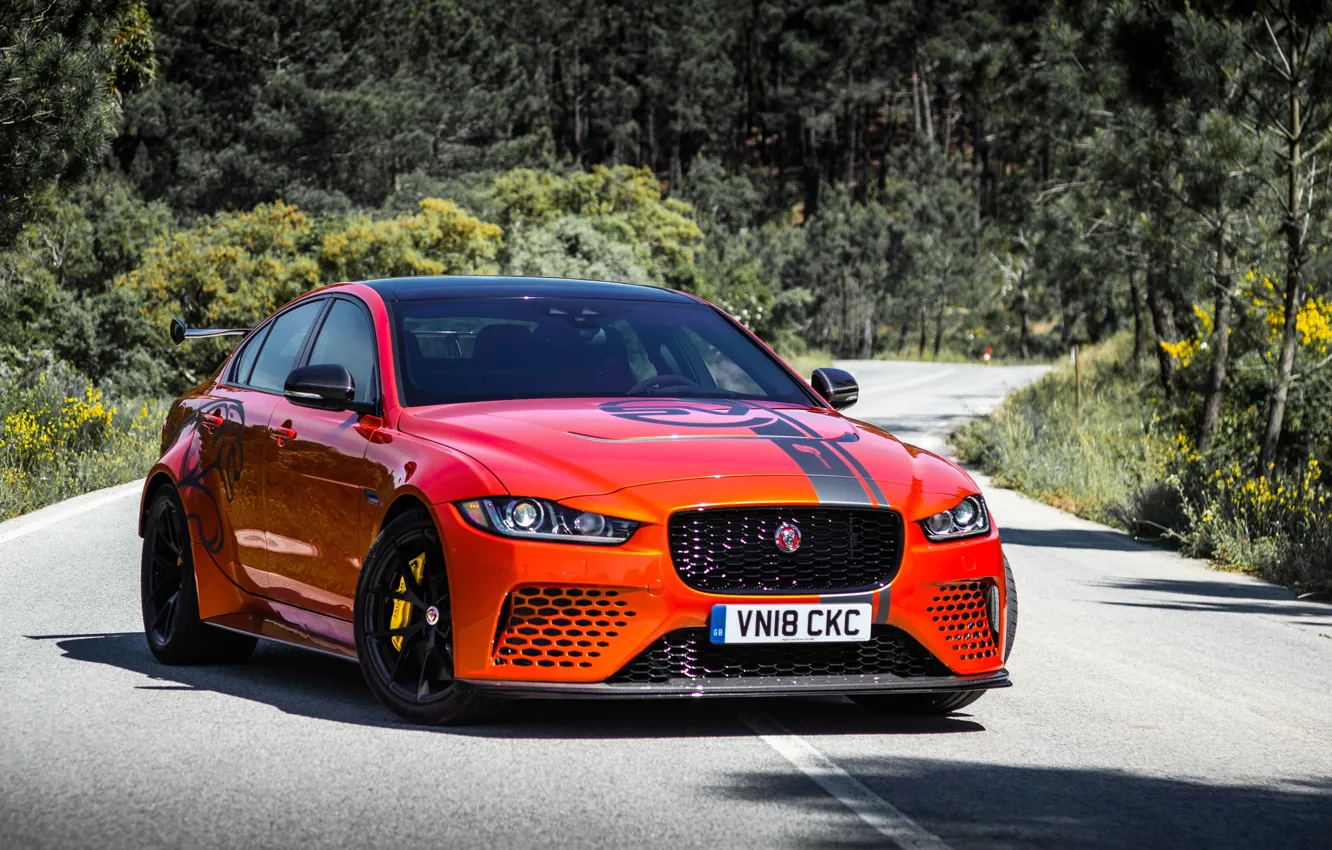 Фото обои оранжевый, Jaguar, 2018, XE SV, Project 8