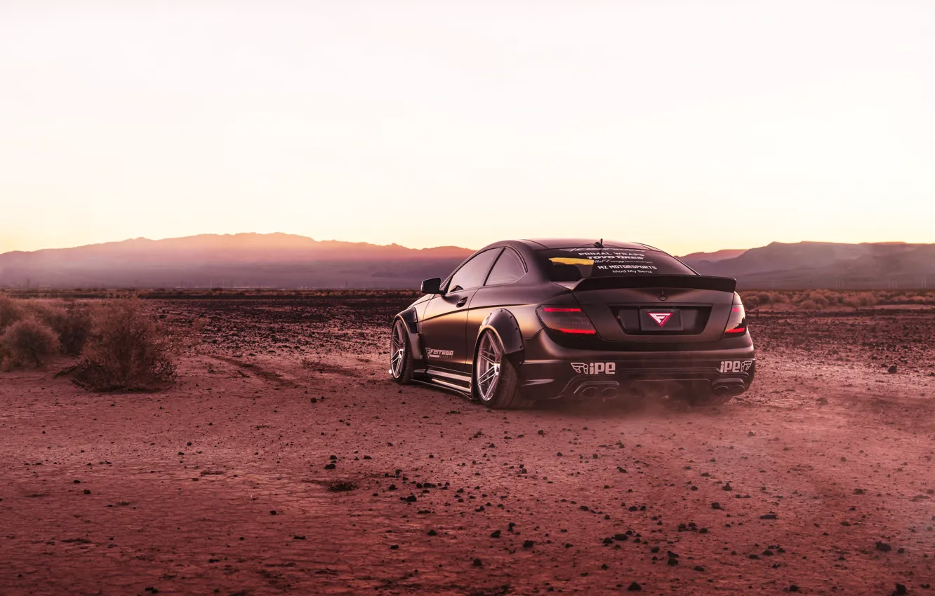 Фото обои дизайн, черный, пустыня, Mercedes, автомобиль