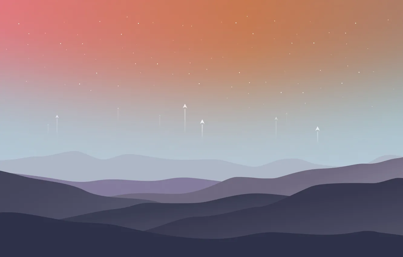 Фото обои пейзаж, холмы, минимализм