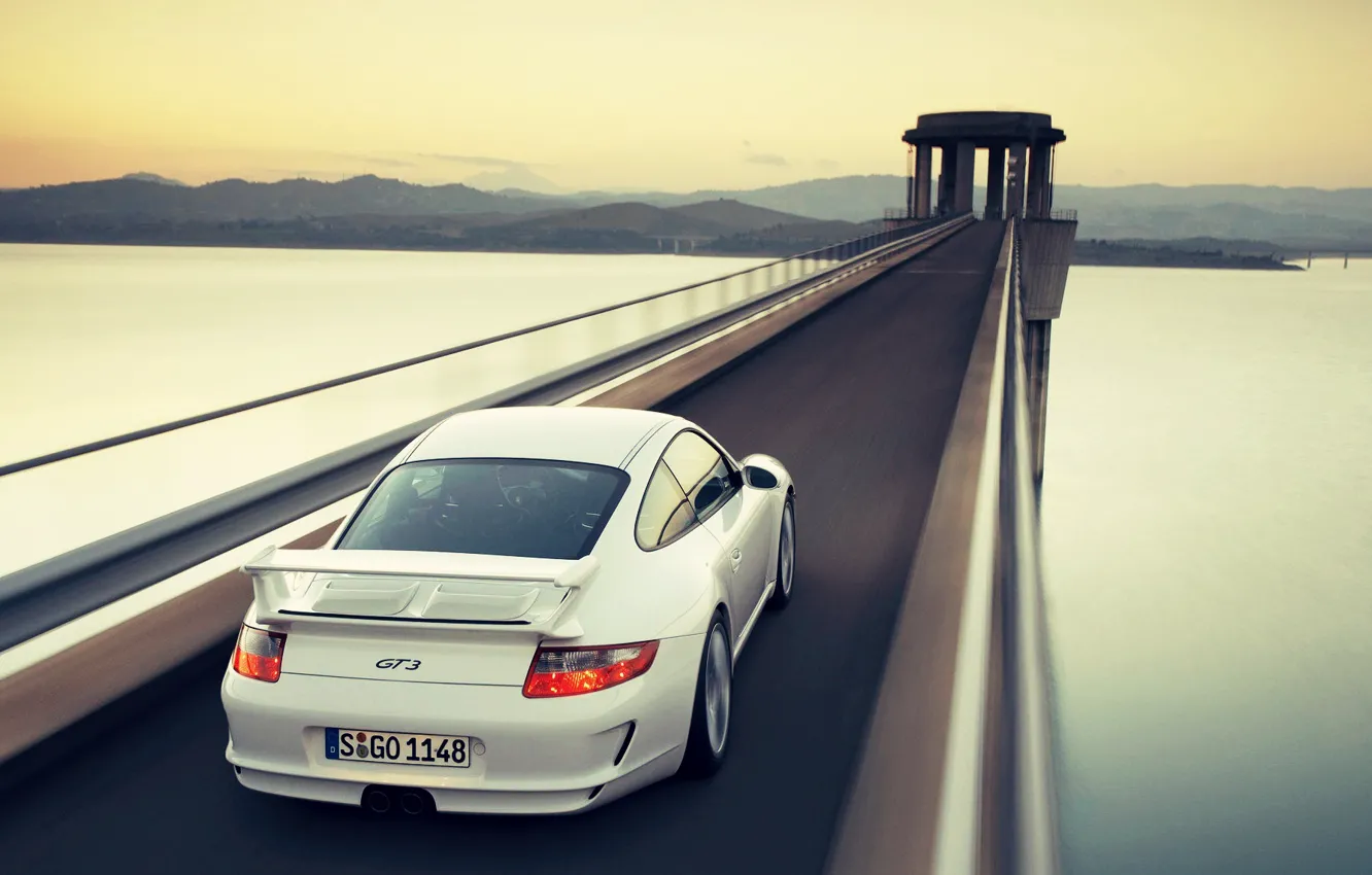 Фото обои Porsche, Car, Speed, Bridge, Gt3