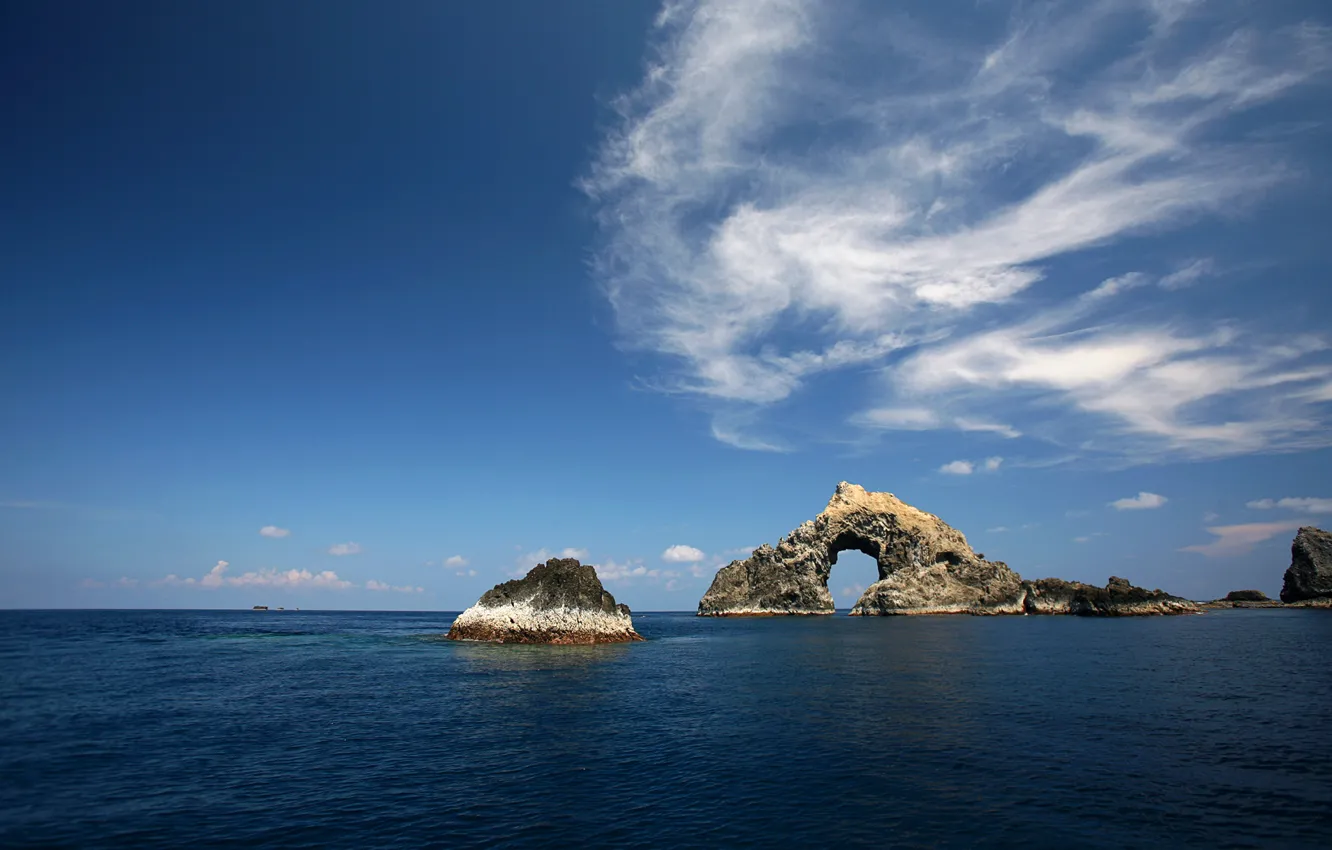 Фото обои скалы, Небо, Море