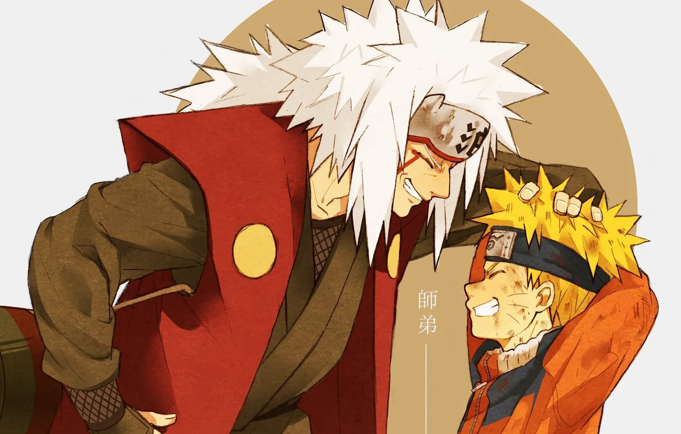 Фото обои улыбка, повязка, Naruto, жест, учитель, ninja, Naruto Uzumaki, Jiraya