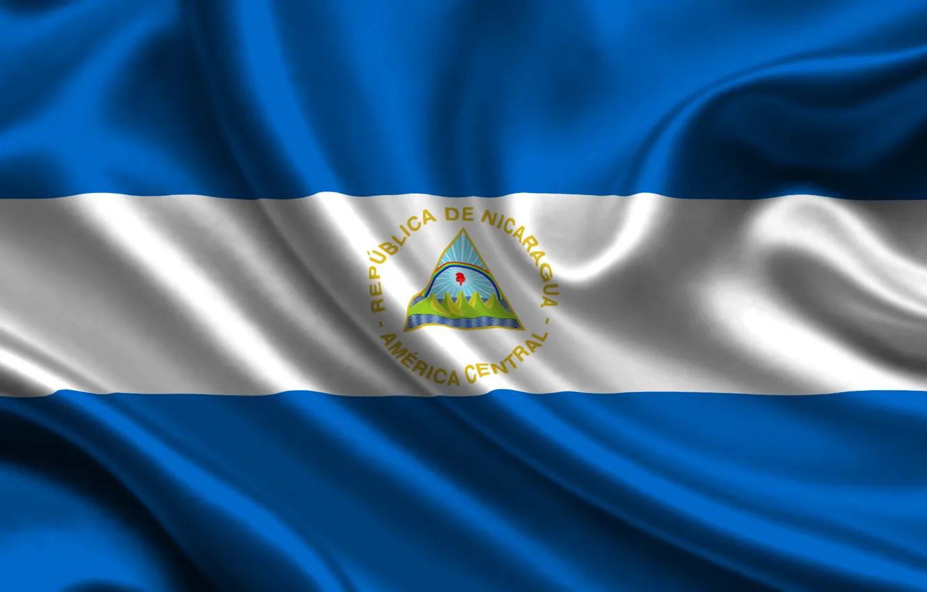Фото обои Белый, Флаг, Голубой, Герб, Текстура, Flag, Nicaragua, Никарагуа