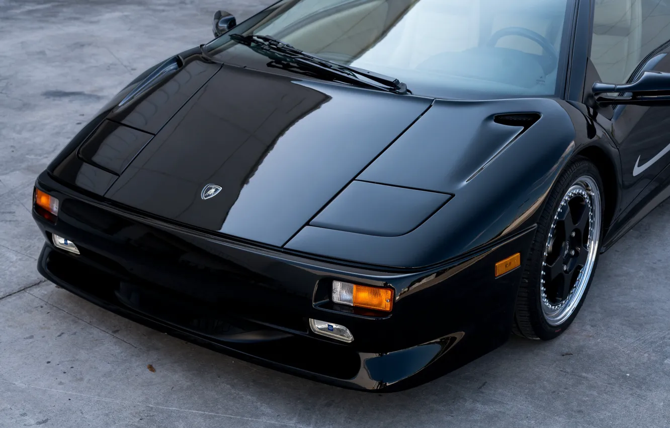 Фото обои Черный, Спортивное авто, Передок, Super Veloce, 1998 Lamborghini Diablo SV