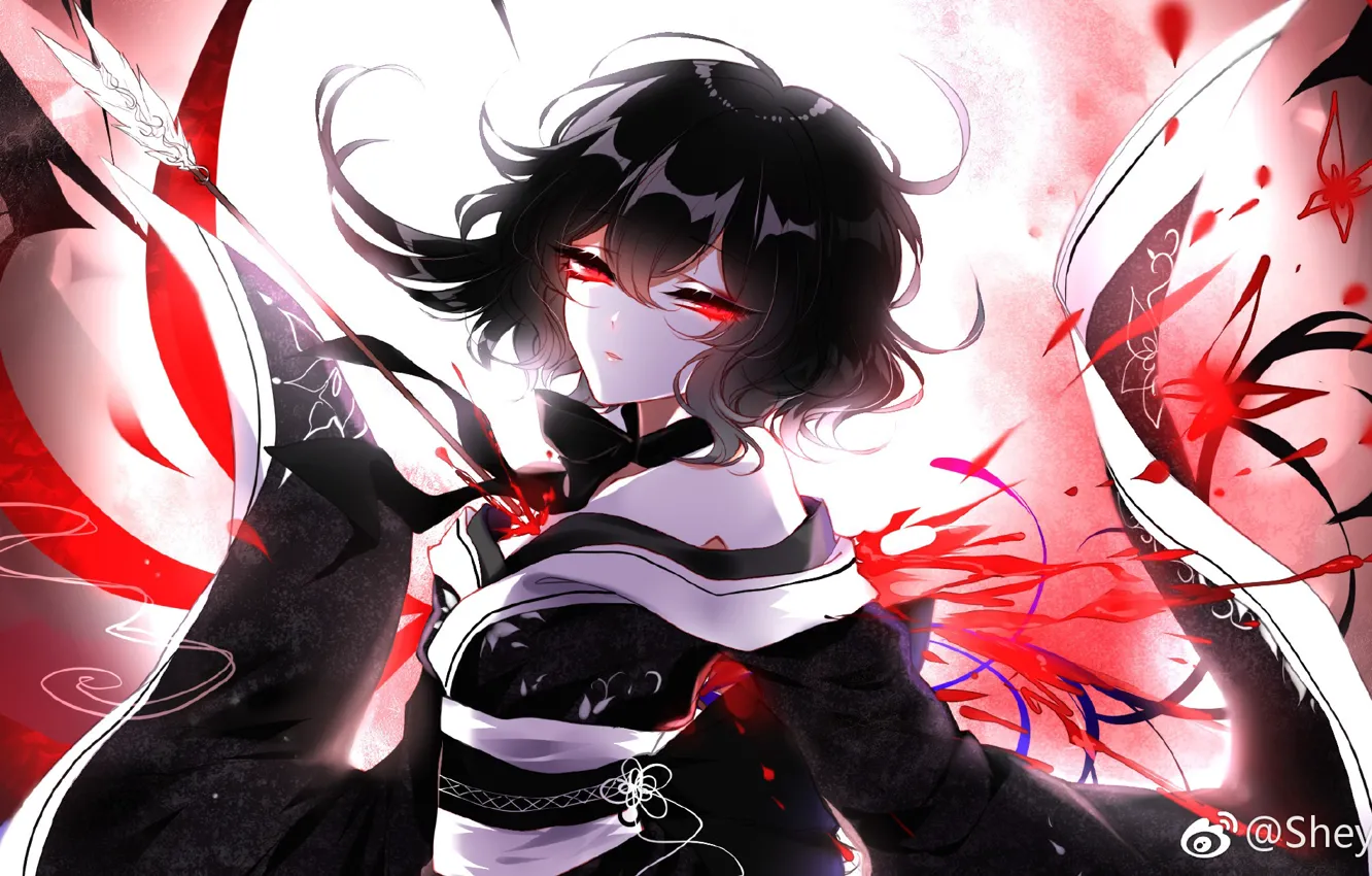 Фото обои девушка, кровь, стрела, Touhou, Тохо, Тоухоу, аниме игра