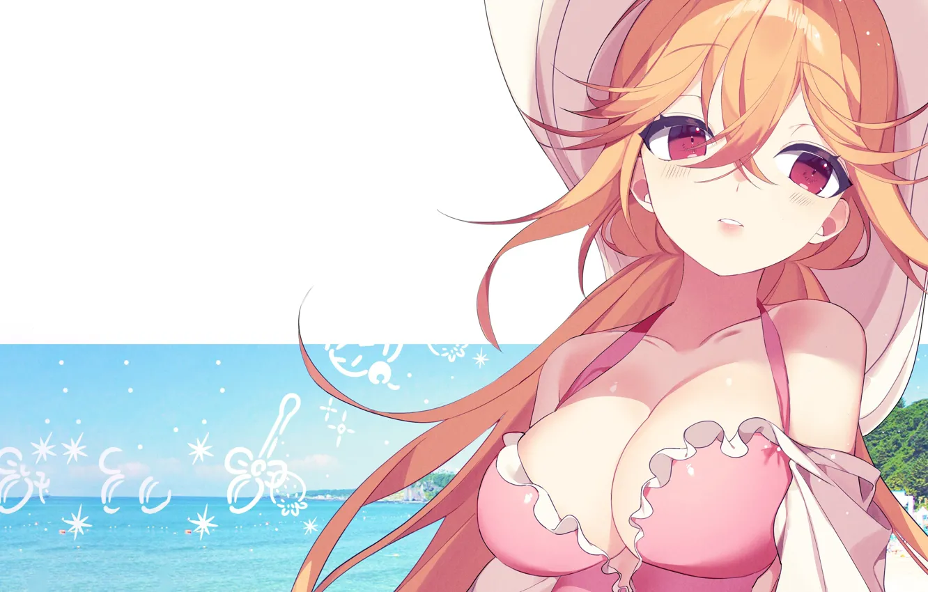 Фото обои girl, sexy, cleavage, long hair, boobs, anime, beautiful, pretty