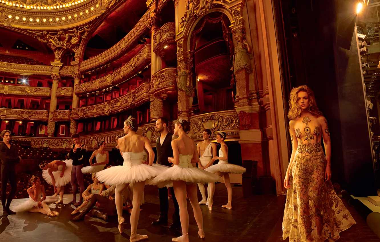 Фото обои театр, балет, Наталья Водянова, балерины