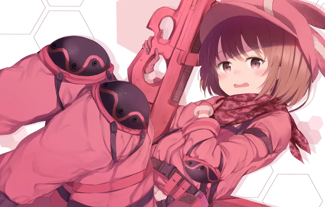 Фото обои оружие, девочка, Sword Art Online, Sword Art Online Alternative: Gun Gale Online, розовый костюм