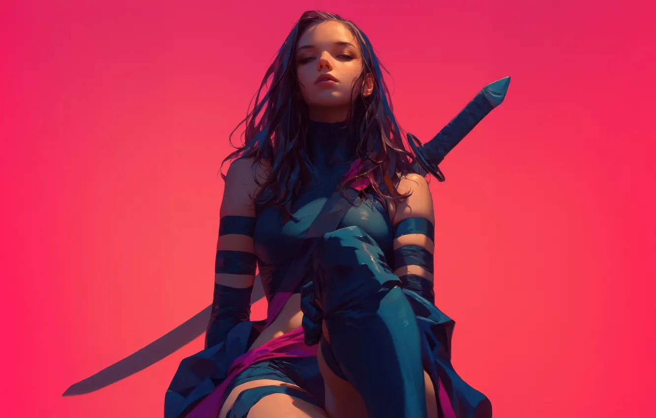 Фото обои girl, guardian, psylocke, ai art