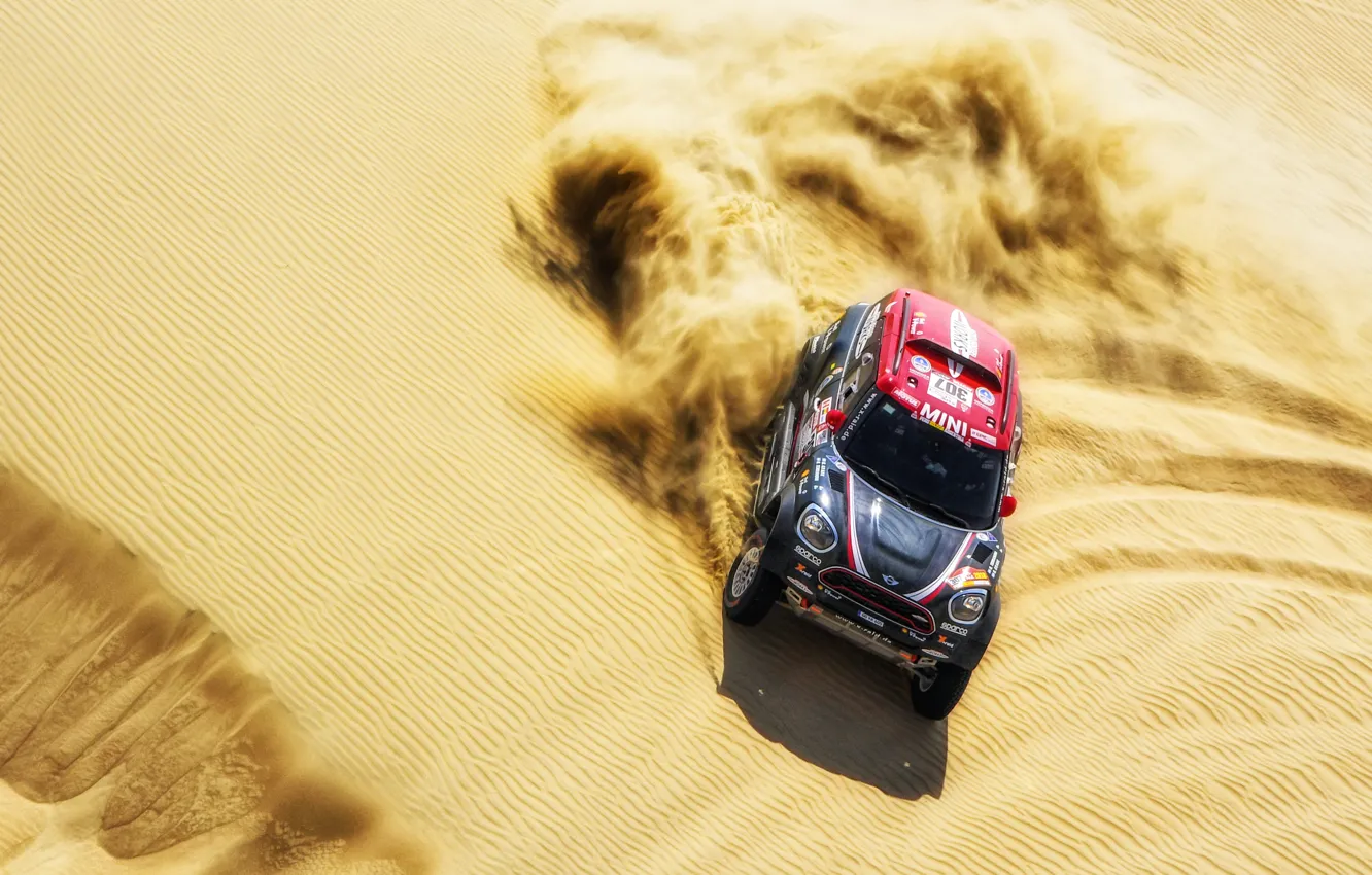 Фото обои Песок, Mini, Спорт, Пустыня, Гонка, 307, Rally, Dakar