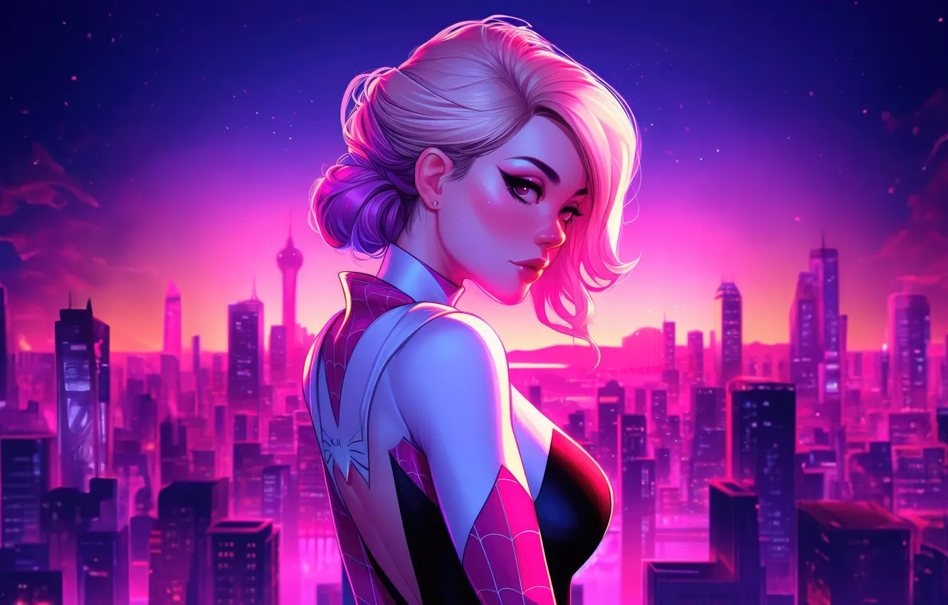 Фото обои skyscrapers, gwen stacy, among