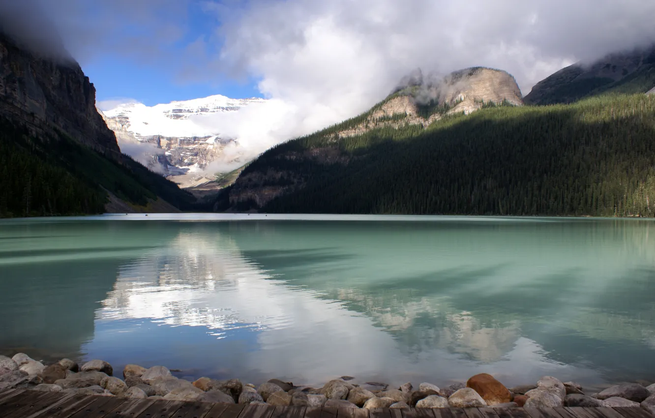 Фото обои Канада, Lake Louise, ледниковое озеро, красивейшее, национальный парк Банф, озеро Лу́из, окруженное величественными Скалистыми горами