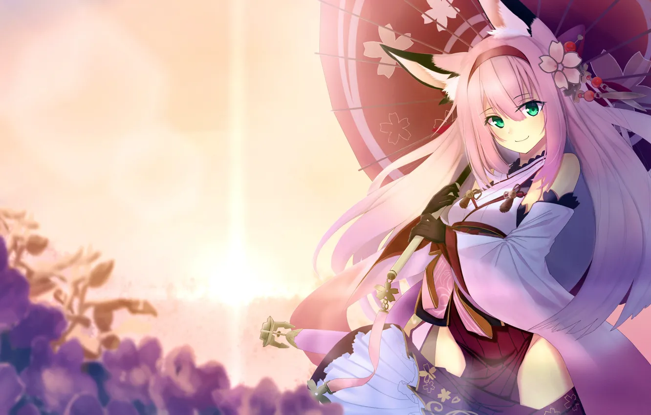 Фото обои girl, pink hair, green eyes, long hair, dress, anime, beautiful, pretty