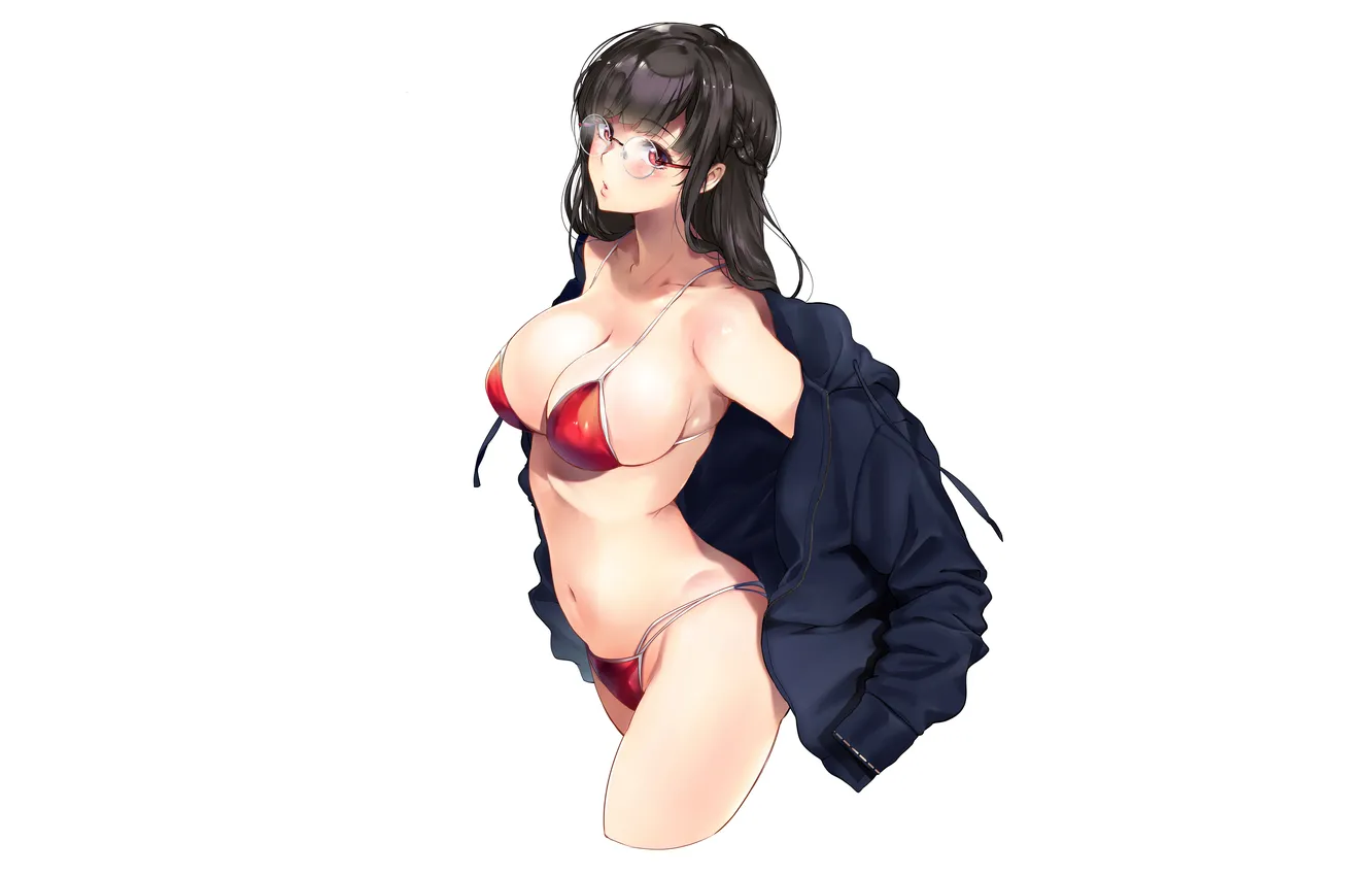 Фото обои girl, sexy, cleavage, long hair, boobs, sexy girl, anime, beautiful
